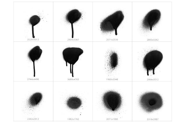 100+油漆喷雾效果斑点&圆点设计素材 101 Blob & Spot Spray Shapes插图(2)