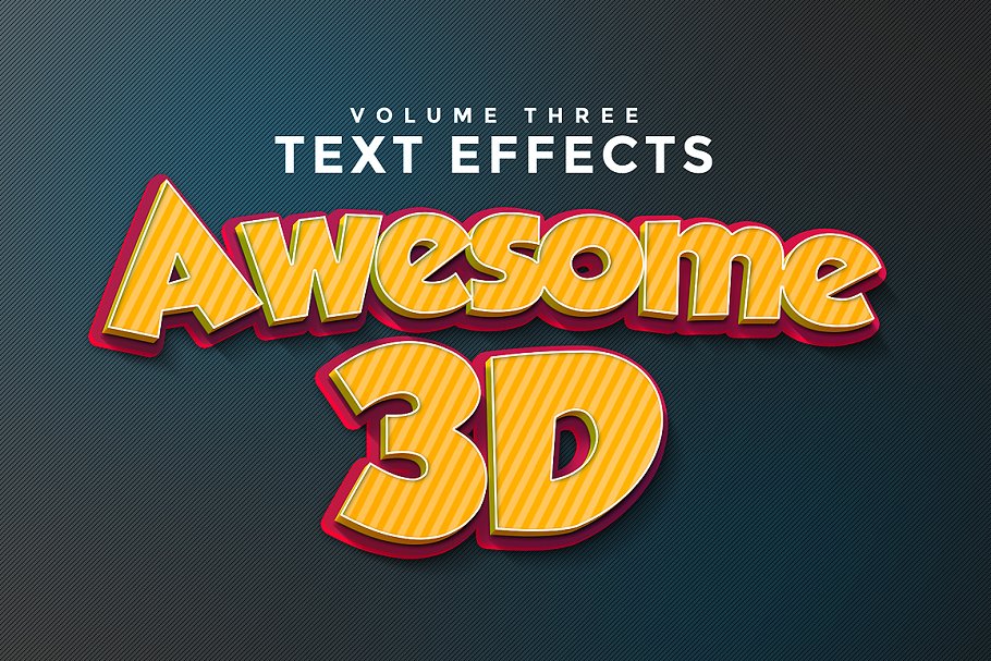 超酷3D立体文本特效PS字体样式v3 3D Text Effects Vol.3插图