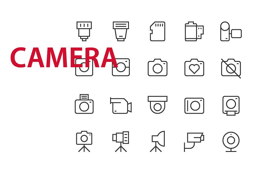 20枚摄影摄像相关UI图标素材 20 Camera UI icons插图