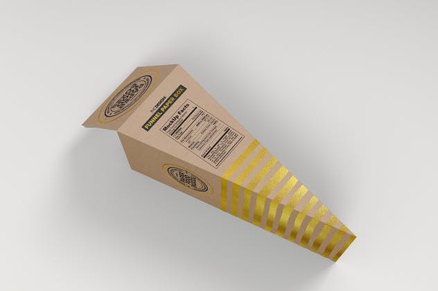 三角形食品纸盒包装样机模板 Funnel Paper Box Packaging Mockup插图(6)