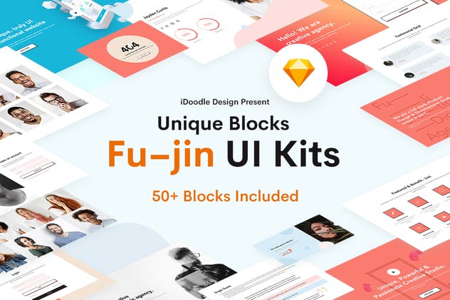 创意多用途网站用户界面套件UI套件[Sketch] Fu–jin Creative UI Kits Sketch Template插图(1)