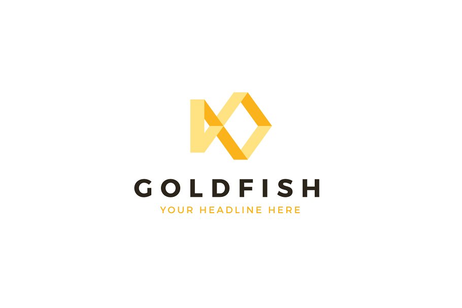 金色的鱼图形Logo模板 Gold Fish Logo Template插图
