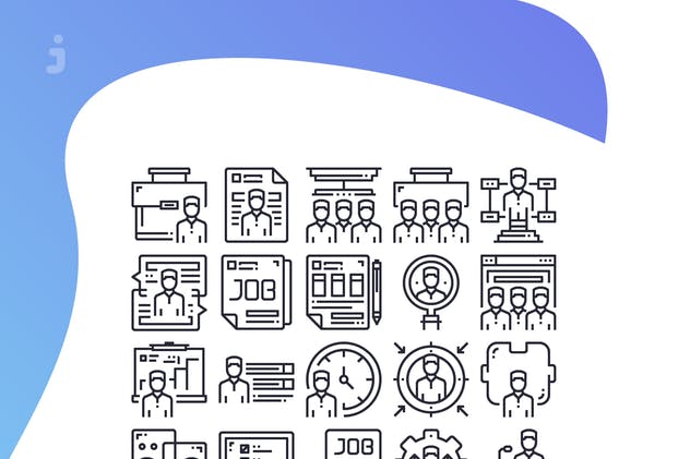 25枚人力资源线条图标素材 25 Human Resources icon set插图(2)