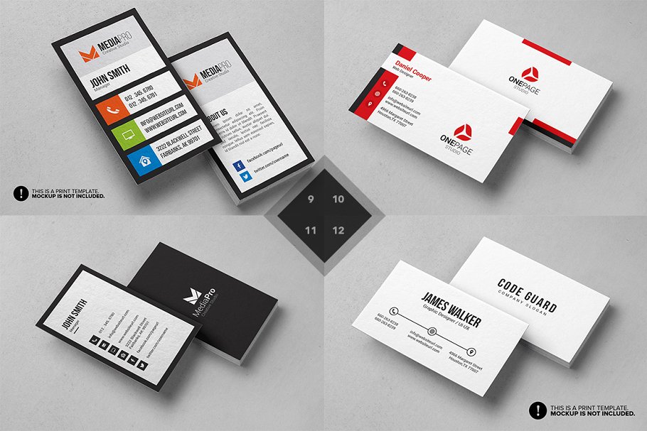 12款现代设计风格企业名片设计模板合集 12 Modern Business Cards – Bundle v1插图(3)