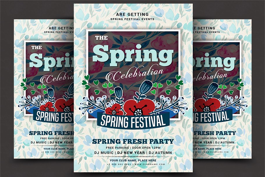 专业简洁的春季节日派对活动宣传模板 Spring Festival插图