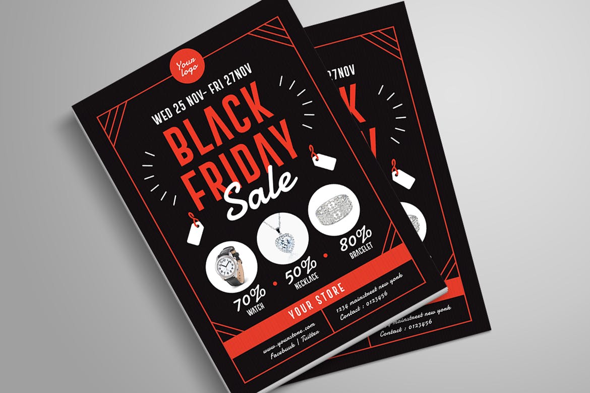 2019黑色星期五购物狂欢节促销海报模板 Black Friday Sale Flyer插图(2)