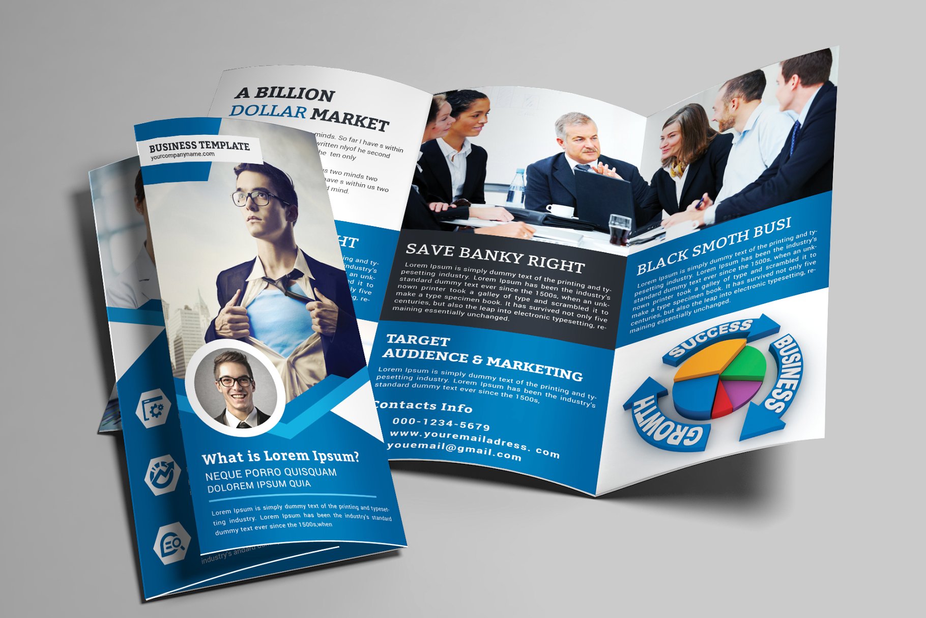 企业合作推广三折页宣传单手册模板 Corporate Trifold Brochure插图