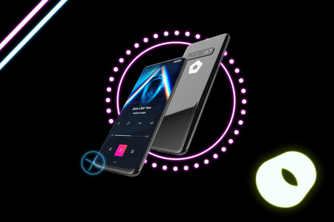 三星智能手机Neon S10全方位UI设计展示样机 Neon S10 mockup插图(2)