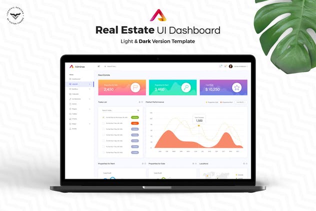 房地产销售中介网站后台仪表盘UI套件 Real Estate Admin Dashboard UI Kit插图(1)