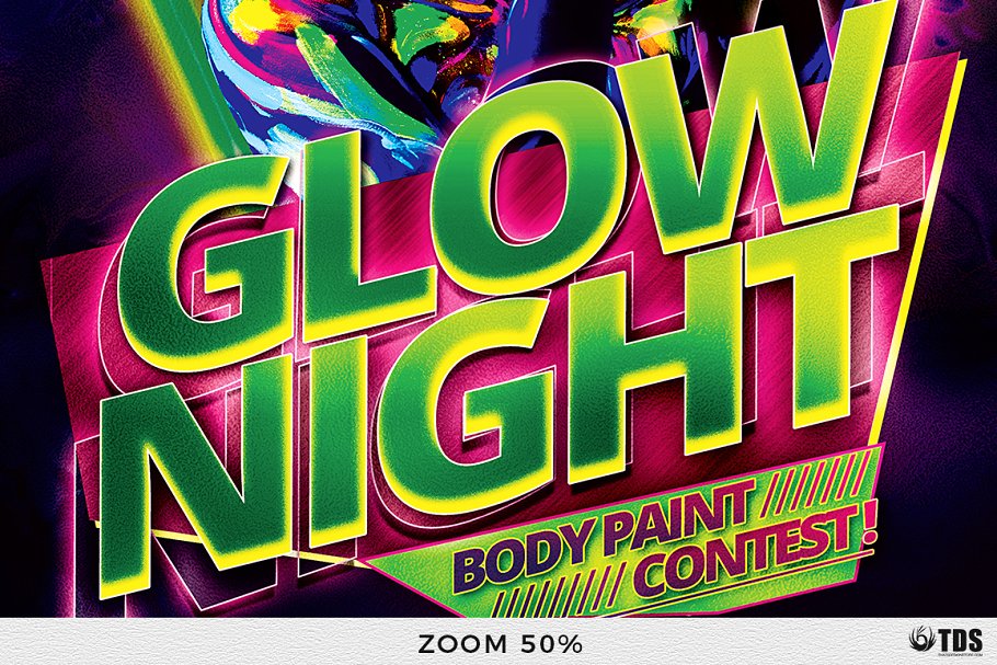 电子音乐节活动宣传海报PSD模板 Glow Night Flyer PSD插图(6)