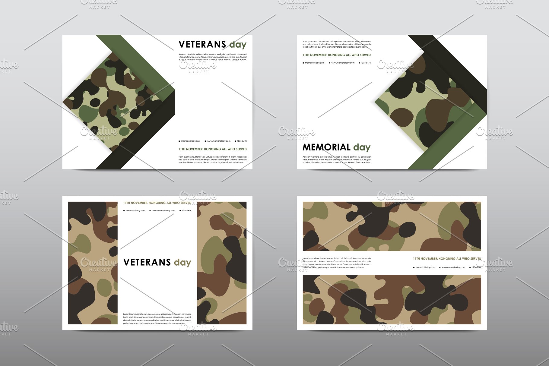 40+老兵节军人宣传小册模板 Veteran’s Day Brochures Bundle插图(37)