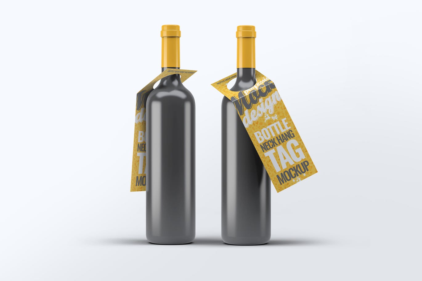 多角度的高品质逼真质感的红酒葡萄酒包装设计瓶颈衣架标签模拟VI样机展示模型mockups插图(3)