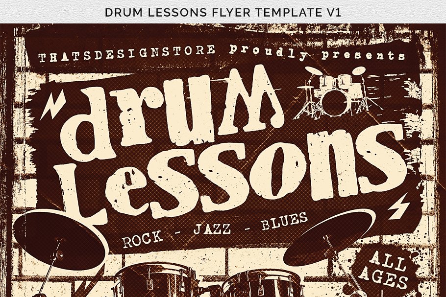 架子鼓演奏乐队表演宣传PSD模板V1 Drum Lessons Flyer PSD V1插图(10)