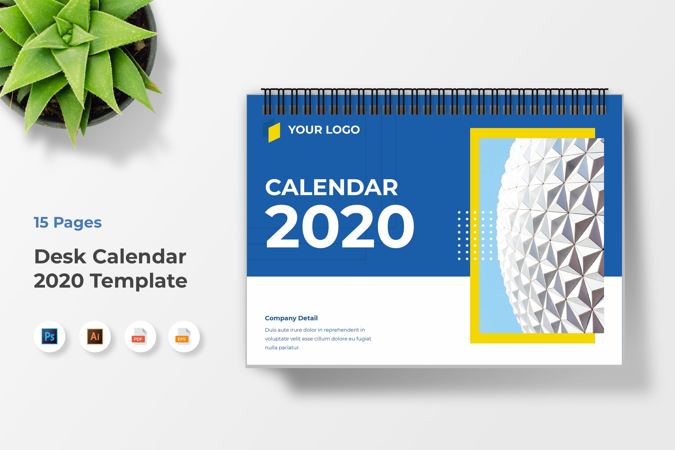 2020年建筑艺术活页日历表设计模板 Calendar 2020插图
