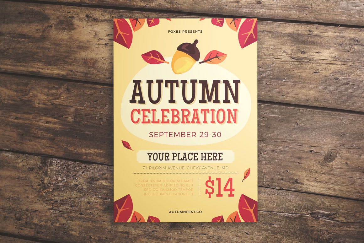 秋季丰收季节庆典活动海报传单模板 Autumn Celebration Flyer插图(4)