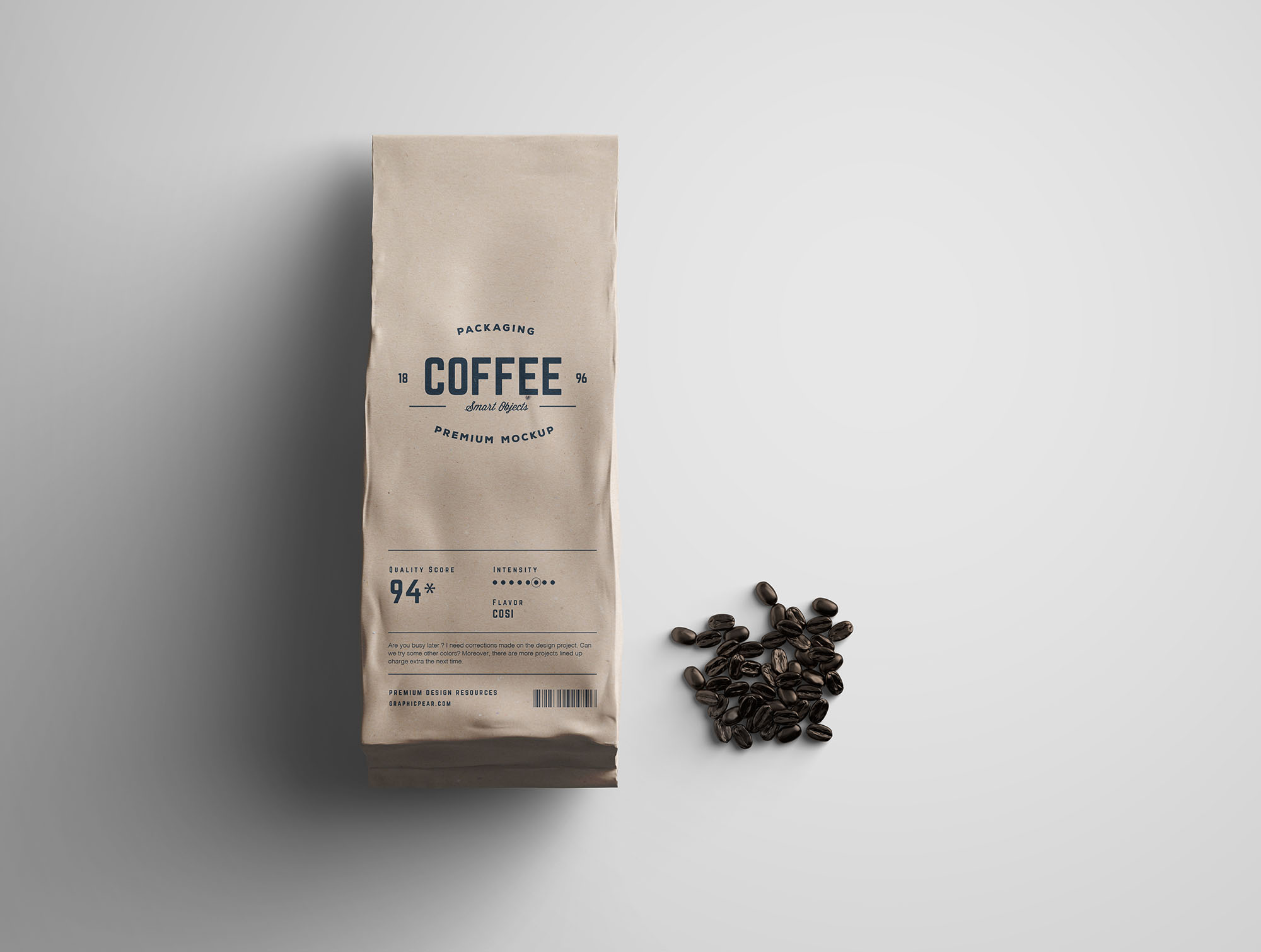 咖啡纸杯＆咖啡豆牛皮纸包装袋设计样机 Coffee Package Mockup插图(4)