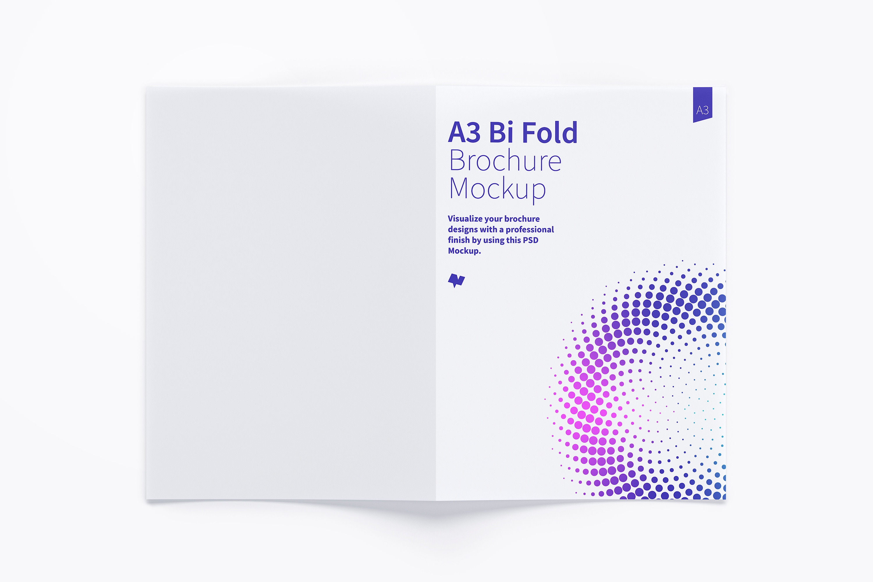 A3大小对折页传单设计展开效果图样机02 A3 Bi Fold Brochure Mockup 02插图