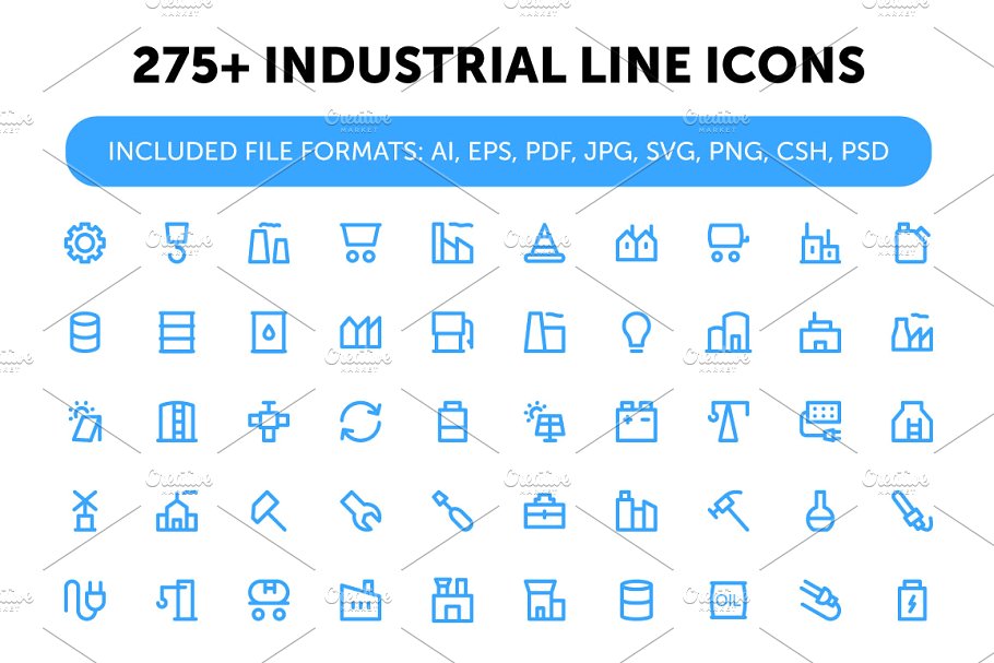275+工业生产线型图标集合  275+ Industrial Line Icons插图
