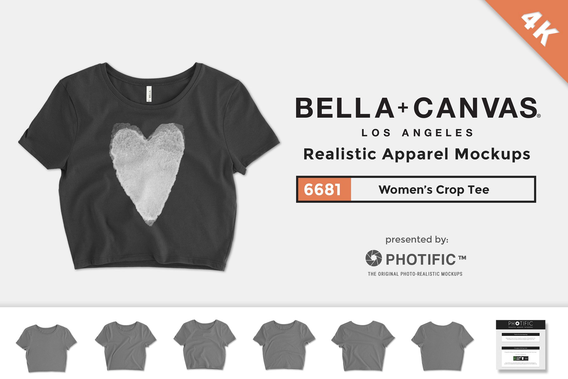 女士短款T恤样机模板 Bella Canvas 6681 Women’s Crop Tee插图