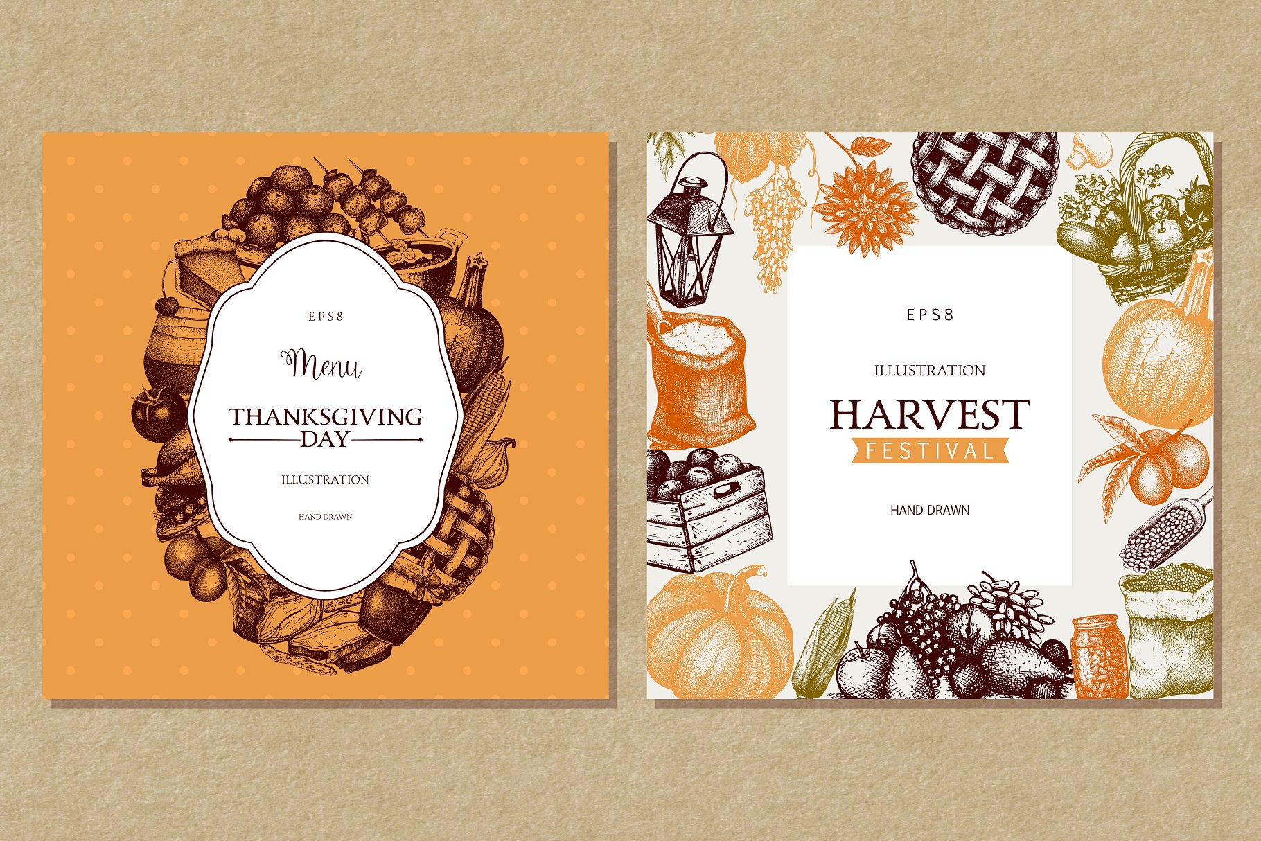 感恩节矢量元素设计套装 Vector Thanksgiving Day Design Set插图