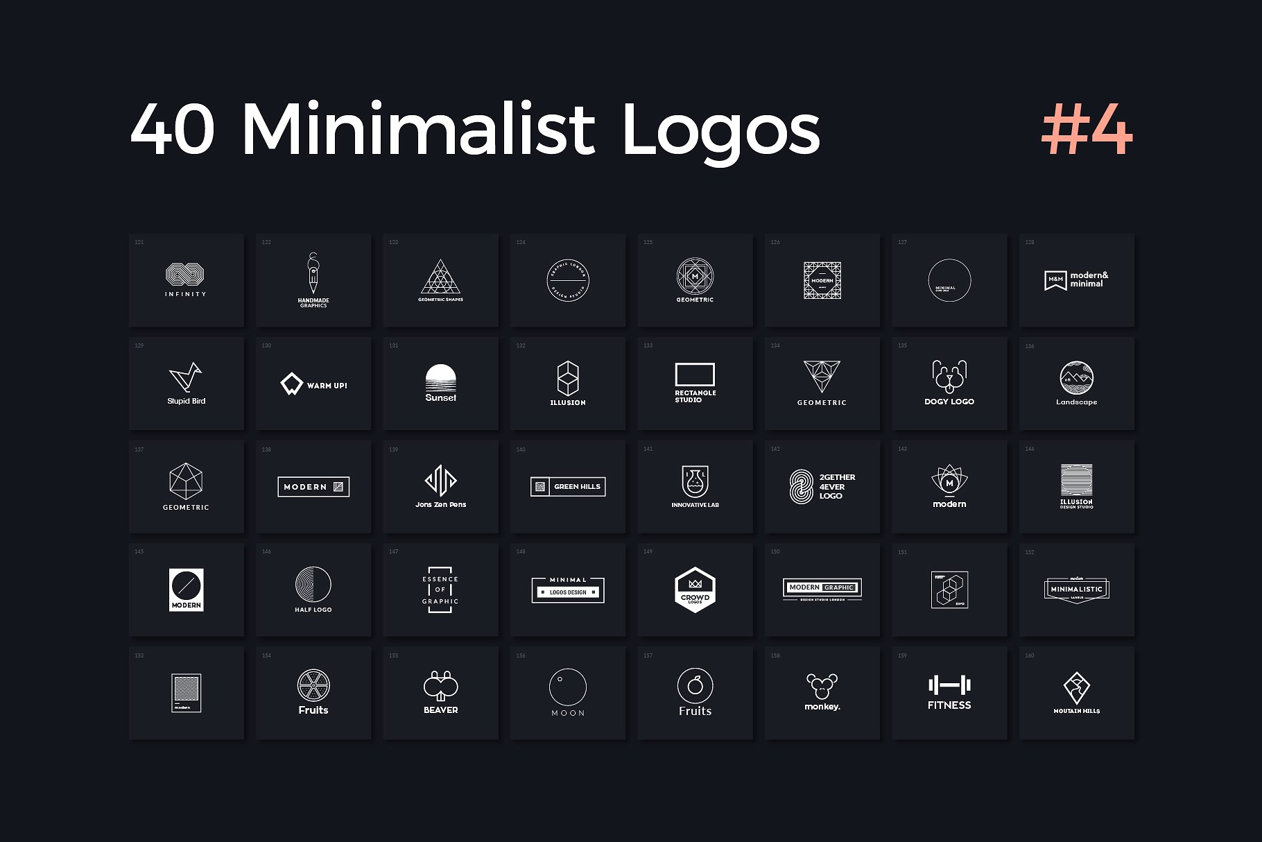 40款多用途的极简标志Logo模板V.4 40 Minimalist Logos Vol. 4插图