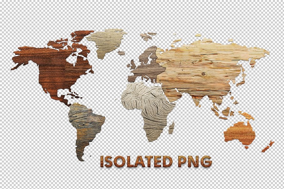 木纹创意世界地图设计图形素材 Wood Texture World Maps插图(5)