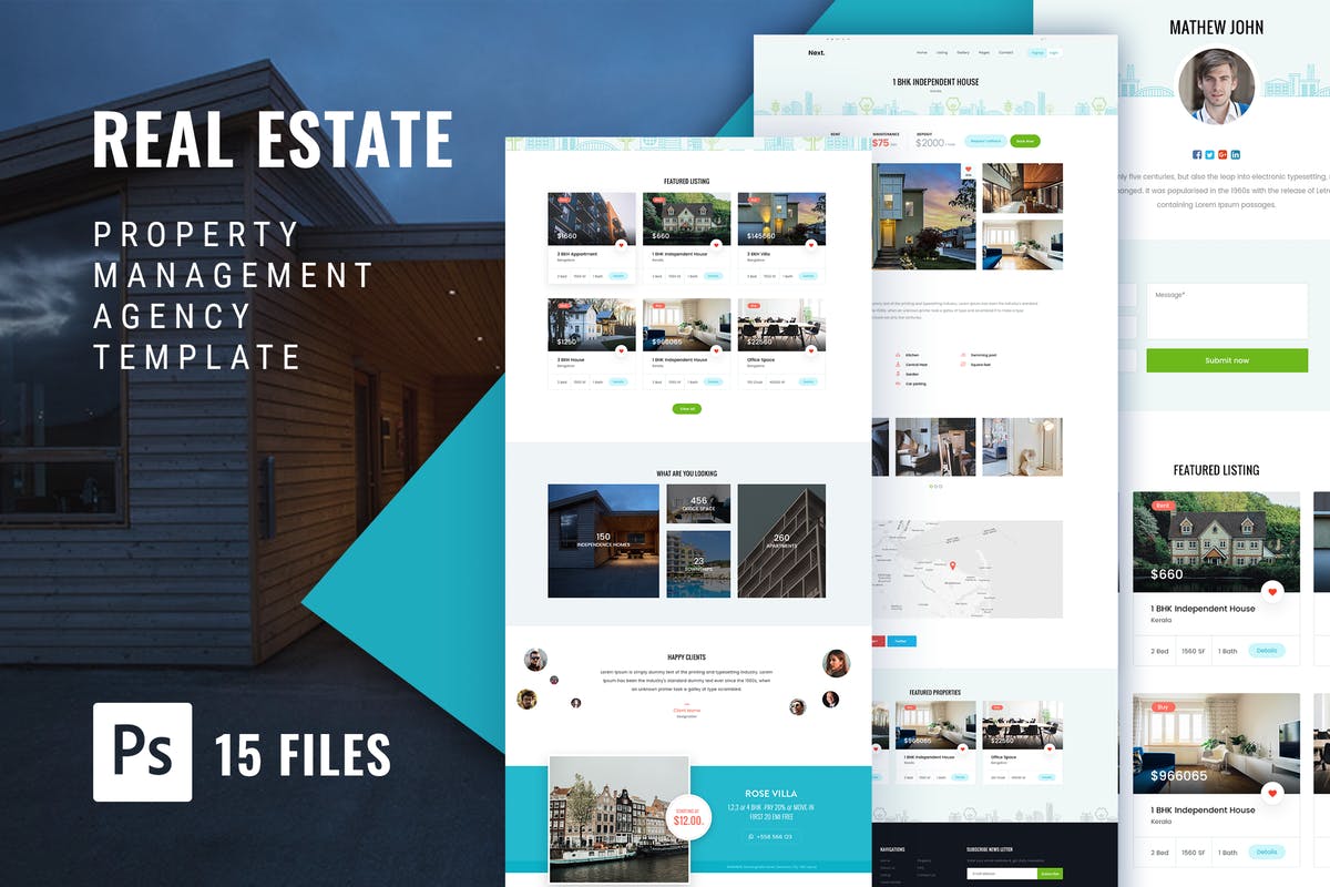 房地产物业管理机构网站设计模板 RealEstate Property Management Agency Web Template插图