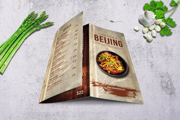 中式餐馆三折页中餐食品菜单设计模板 Chinese Trifold A4 & US Letter Food Menu插图(3)