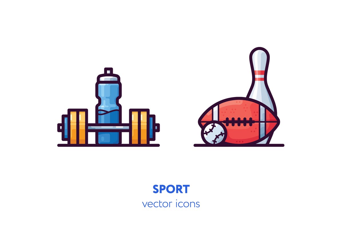 体育运动主题手绘矢量图标 Sport icons[AI, EPS, SVG]插图