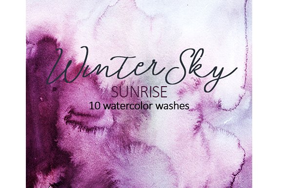 纯手绘水洗效果紫色水彩图案 Purple Watercolor Washes插图(2)