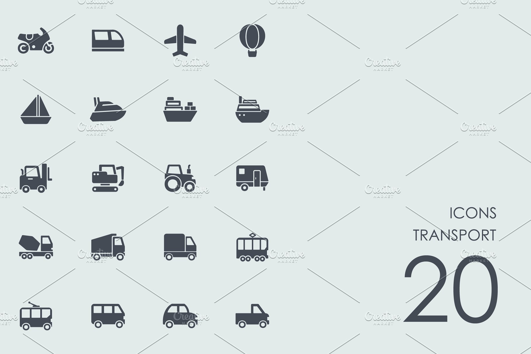 常见交通工具图标素材 Transport icons插图