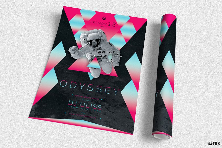 太空旅行主题传单PSD模板 Odyssey Flyer PSD插图(2)