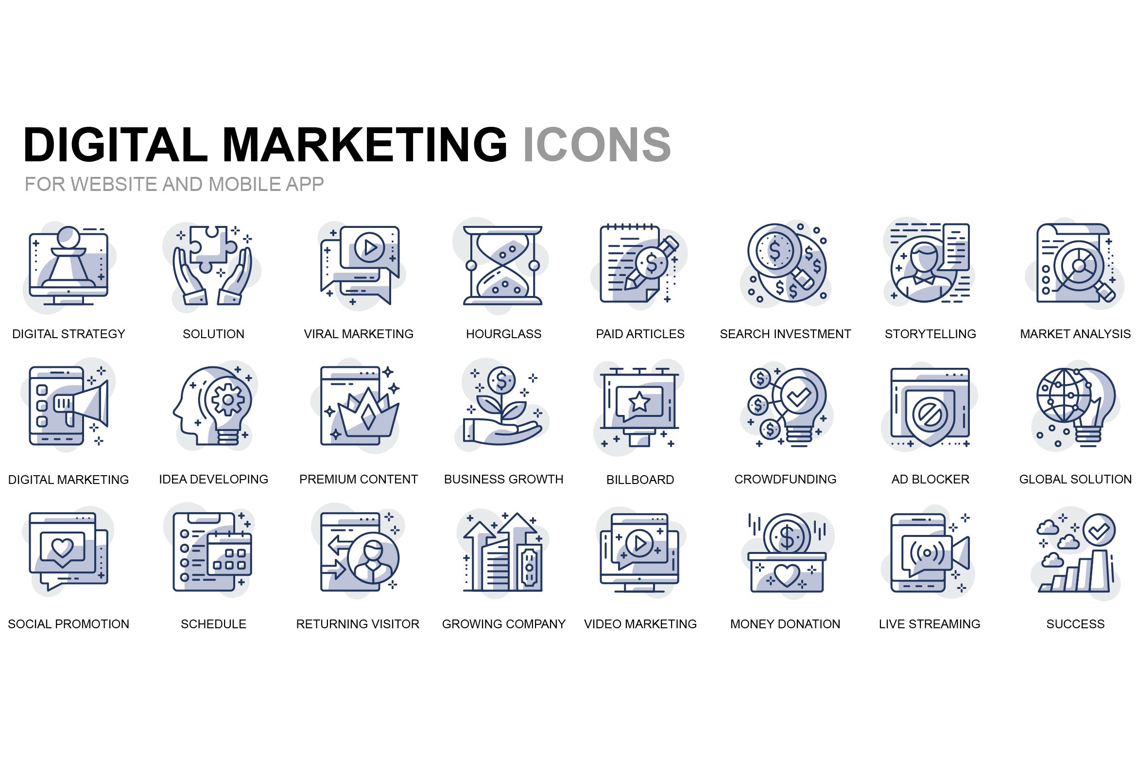 数字营销主题线性图标素材 Digital Marketing Thin Line Icons插图
