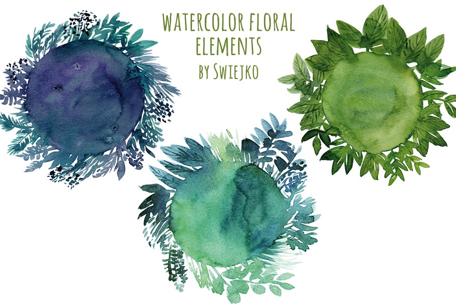 手绘水彩花卉元素框架/背景  Watercolor Floral Frames插图(2)
