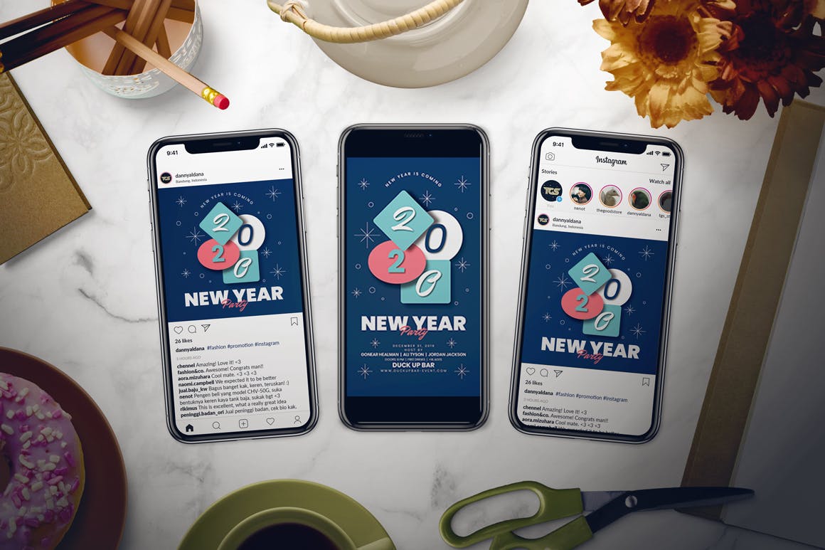 2020年新年主题活动海报传单设计模板 New Year Flyer Set插图(2)