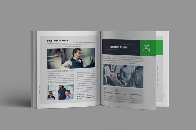 20页企业简介宣传画册设计INDD模板 Square Brochure插图(8)