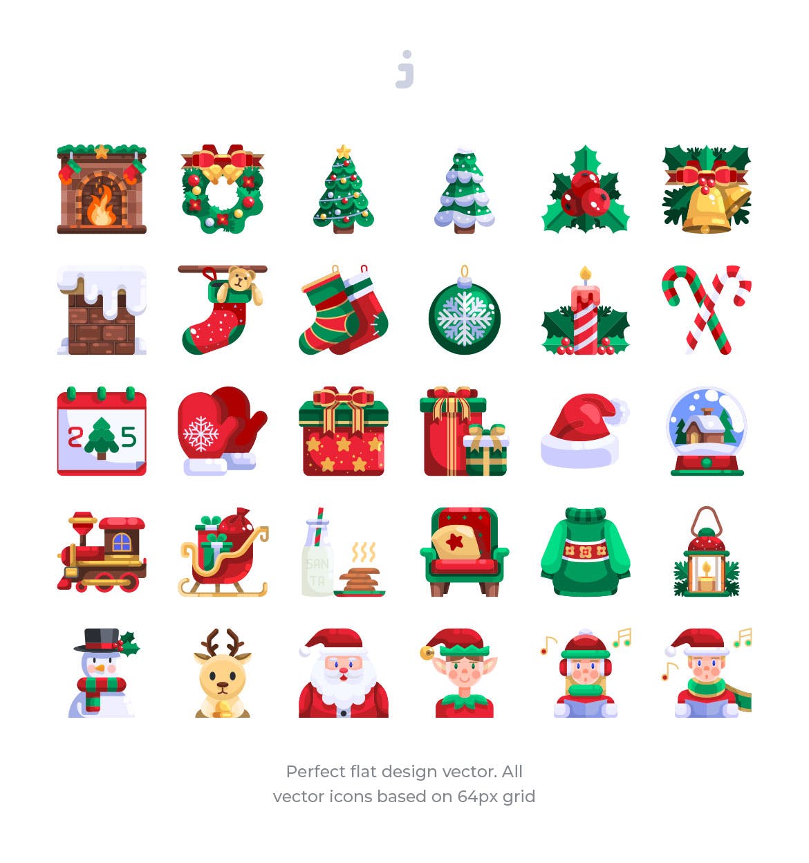 30枚扁平设计风格圣诞节主题矢量图标 30 Christmas Day Icons – Flat插图(1)