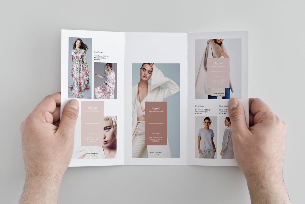 时尚行业三折页宣传页设计模板 Fashion Trifold Brochure插图(6)