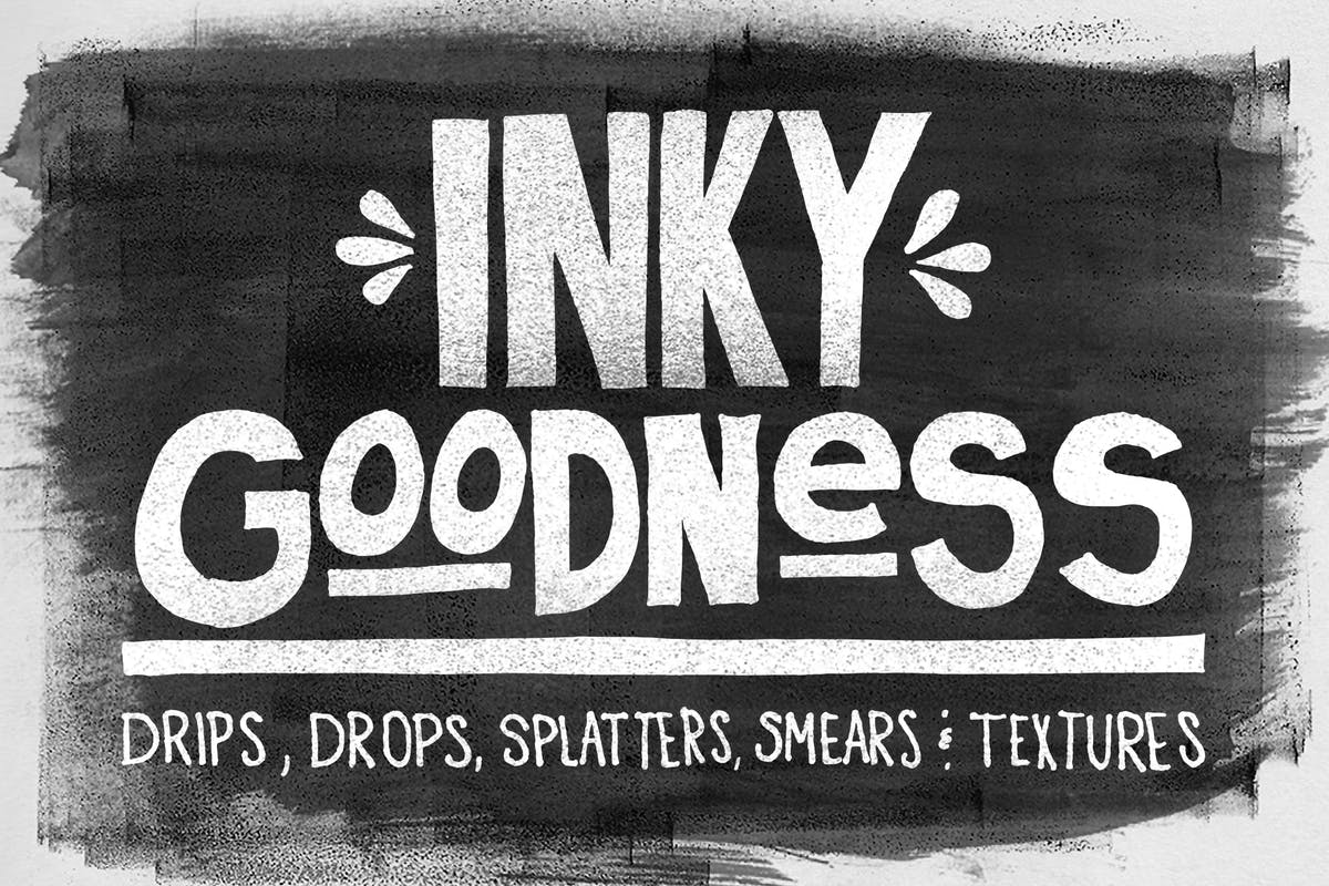 墨水艺术PS画笔笔刷（点/滴/滚刷/笔画） Inky Goodness插图