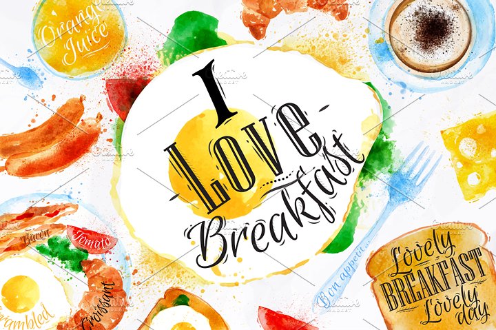 早餐时刻手绘矢量插画 Breakfast Set插图