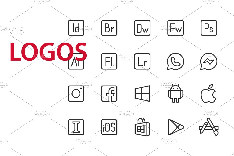 100款应用软件相关UI工具图标 100 Logos UI icons插图