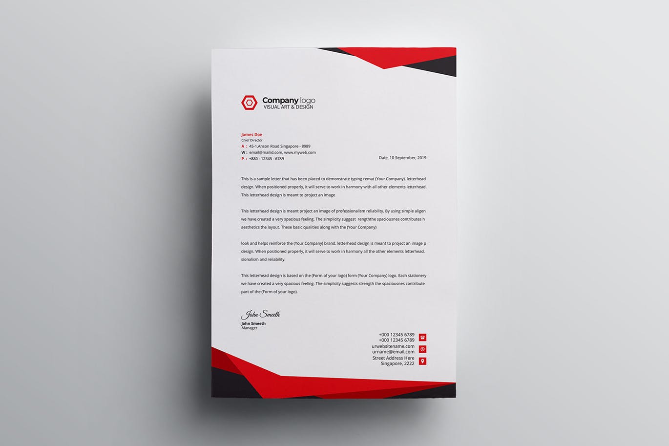 信息科技企业信封设计模板v4 Letterhead插图(3)