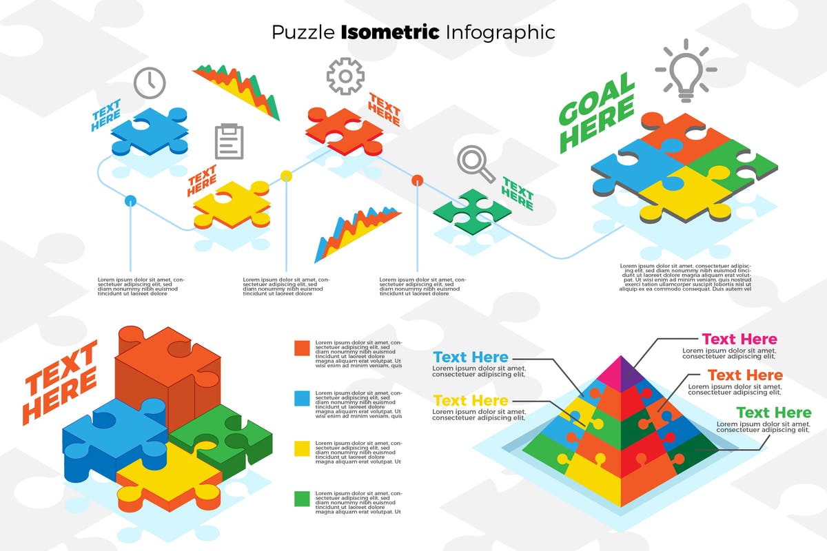 拼图风格信息图表设计模板 Puzzle Piece Infographic插图