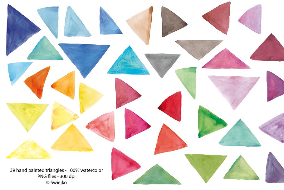 多彩三角形水彩剪贴画 Watercolor triangles插图(1)