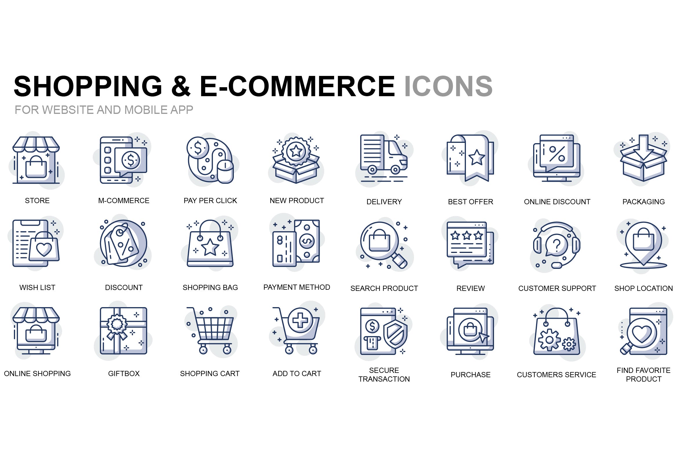购物&电子商务主题细线图标线性图标素材 Shopping and E-Commerce Thin Line Icons插图