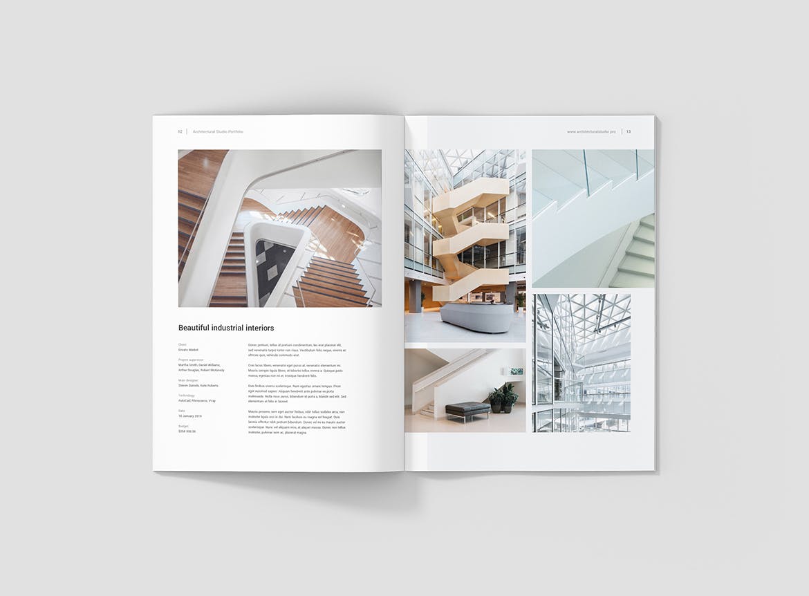 室内设计工作室作品展示画册设计模板 Architectural Studio Portfolio插图(7)