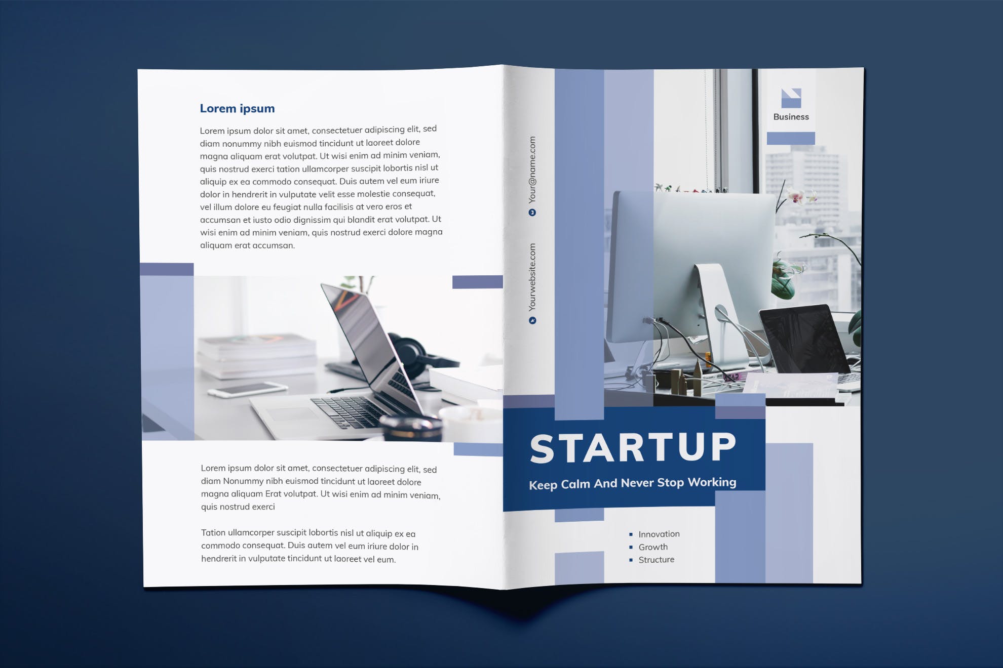 创业项目对折宣传册设计模板 Startup Brochure Bifold插图(1)