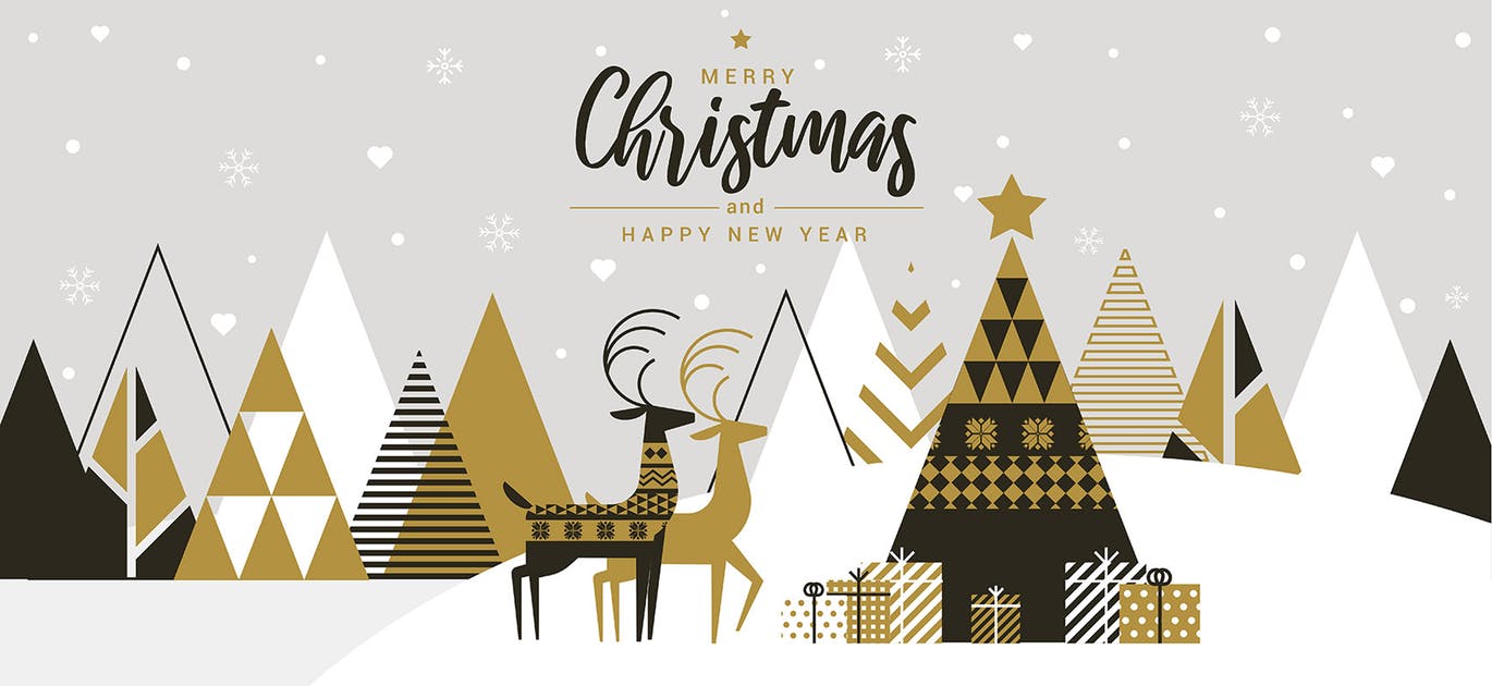 扁平设计风格创意圣诞节贺卡设计模板 Flat design Creative Christmas greeting card插图(7)