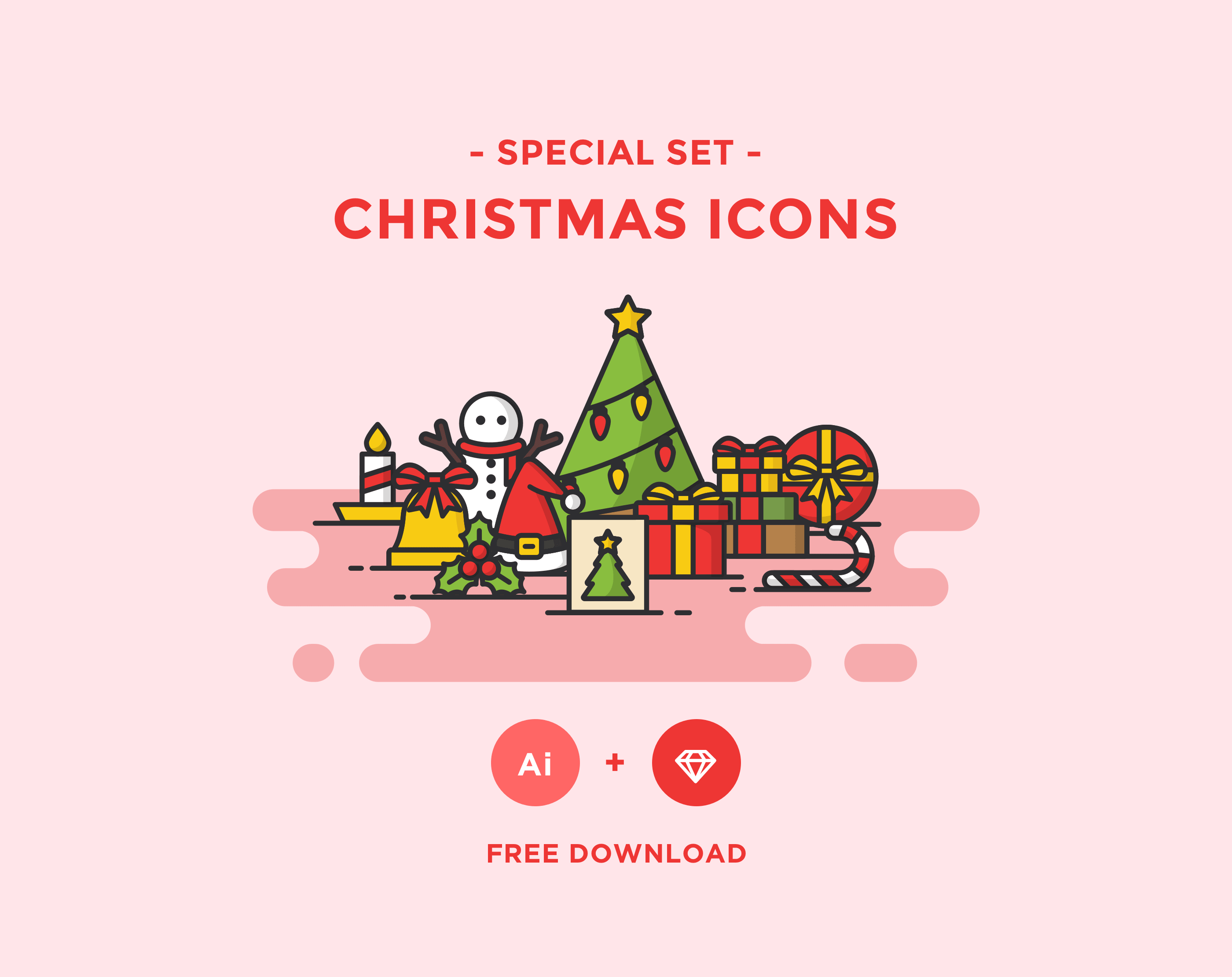 可爱矢量圣诞图标集 Free Christmas Icons插图