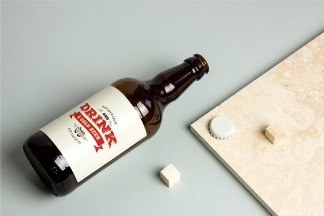 啤酒瓶外观贴纸设计展示样机 Beer Bottle Mock-up / Real Photo Scene插图(4)